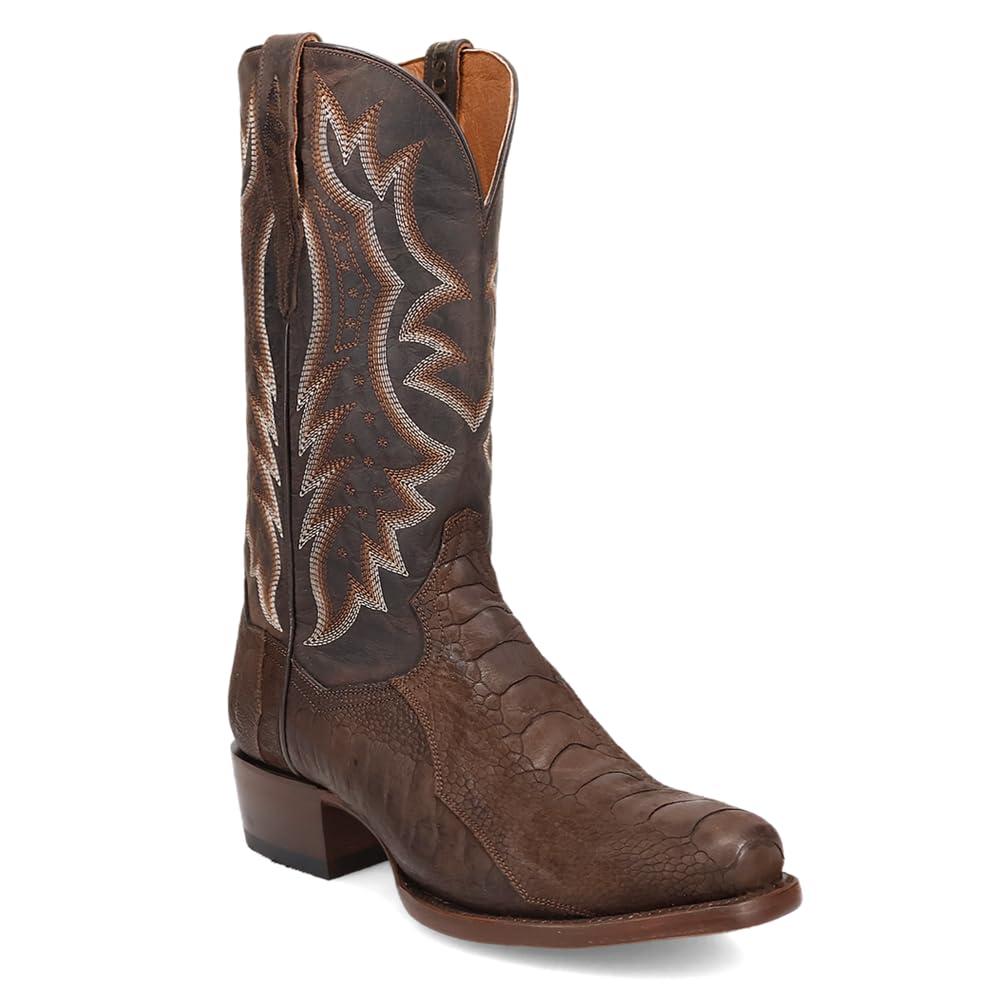 Dan Post Dan Post Boots Mens Anders Embroidered Ostrich Square Toe Dress Boots Mid Calf - Brown