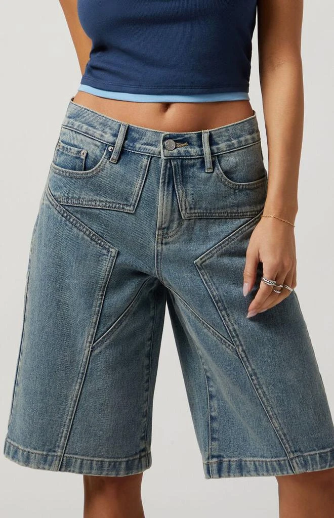 PacSun Light Indigo Star Seam Extreme Denim Jorts 2