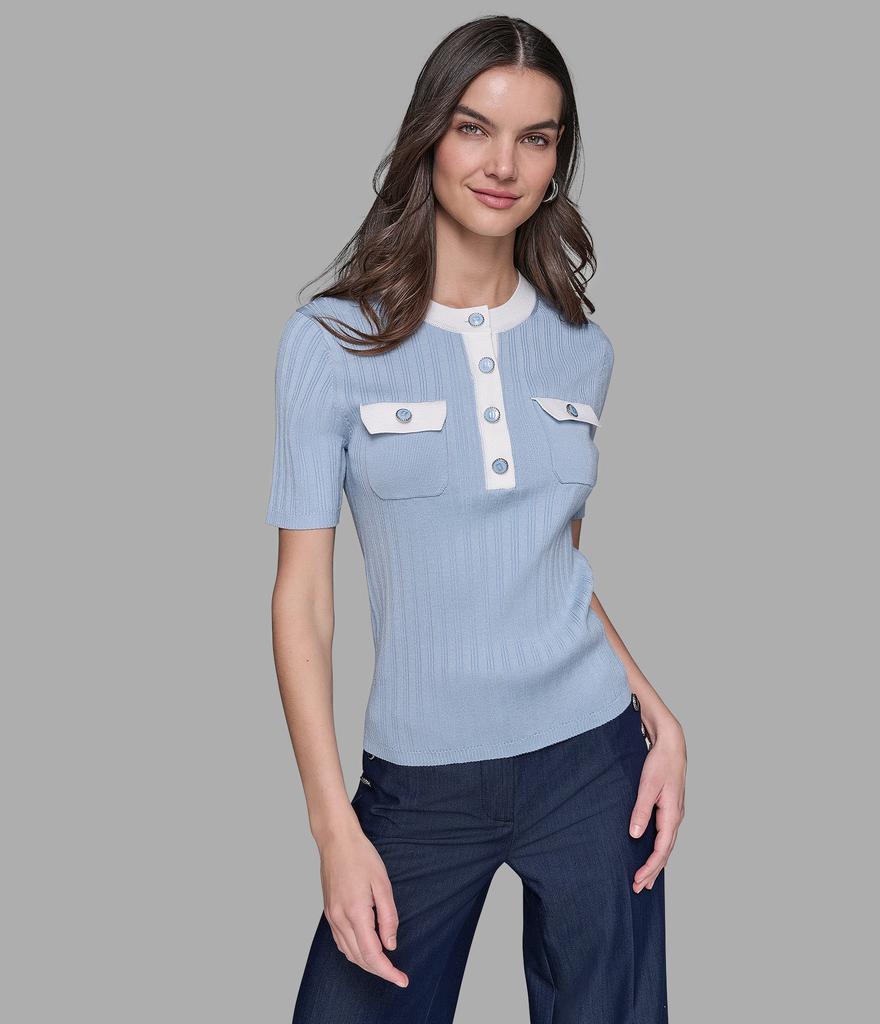 Karl Lagerfeld Paris RIBBED HENLEY SWEATER