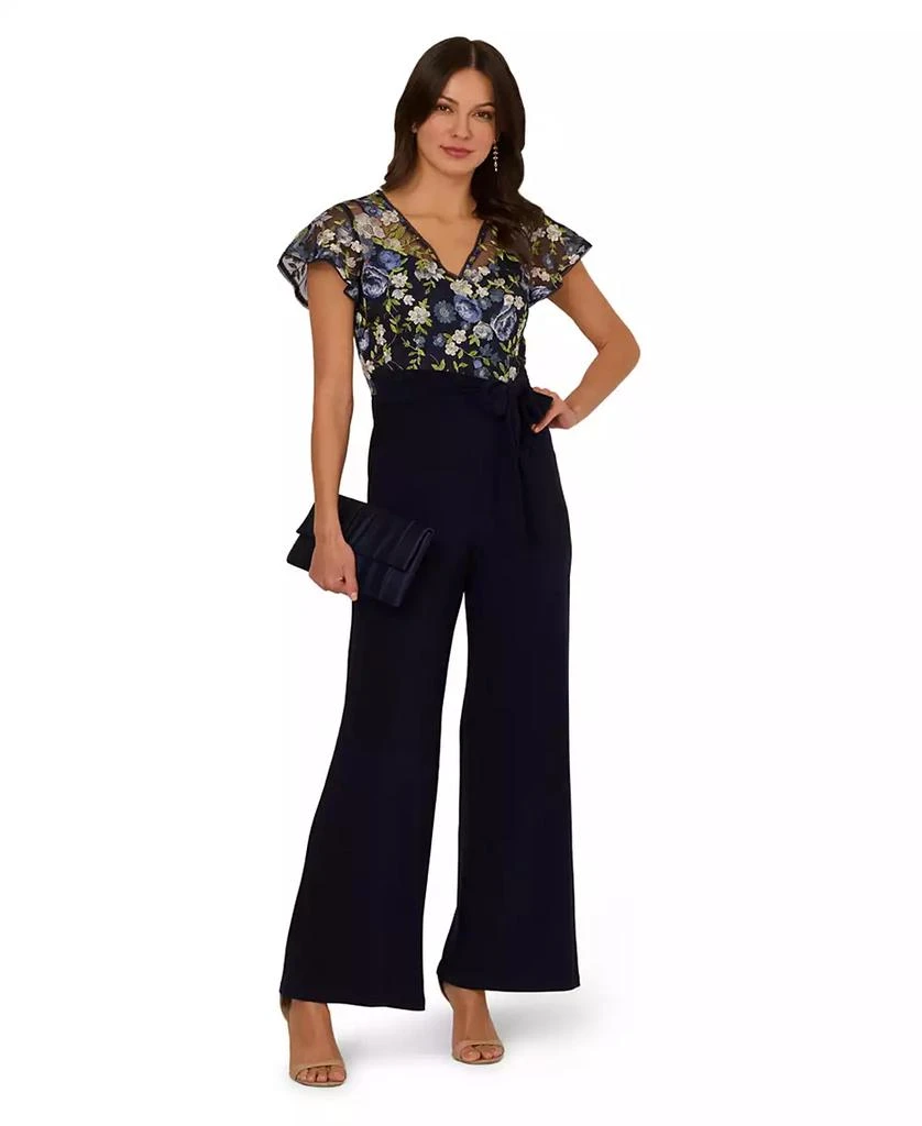 Adrianna Papell Women's Embroidered Wide-Leg Jumpsuit 5