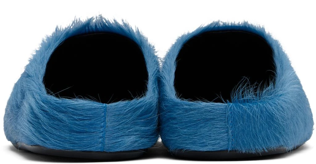 Shop Blue Long Hair Calfskin Fussbett Slip-on Loafers on  display picture 1