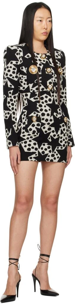 AREA Black & Off-White Crystal Medallion Blazer 4