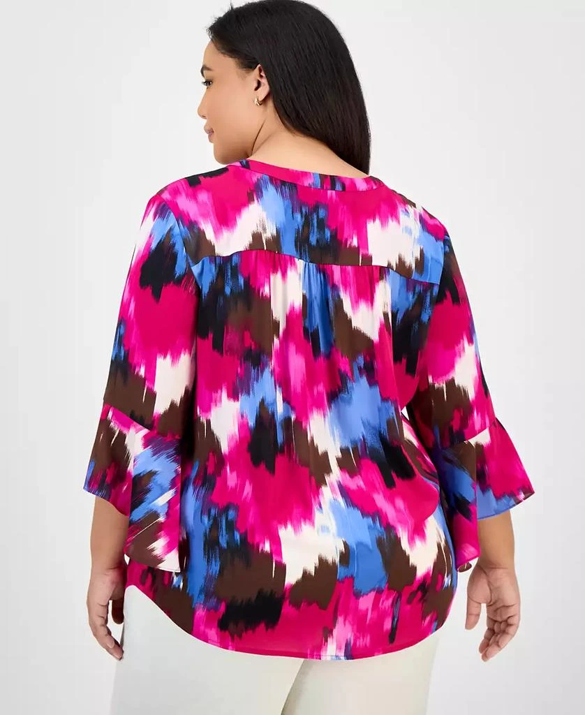 JONES NEW YORK Plus Size Printed Flutter-Sleeve Blouse 4