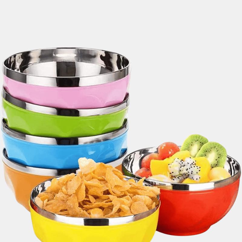 Vigor Multi Colored Double Walled Insulated Metal Bowls 6 BOWLS