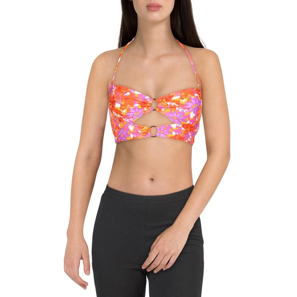 Hula Honey Juniors Womens Floral O-Ring Swim Top Separates 1