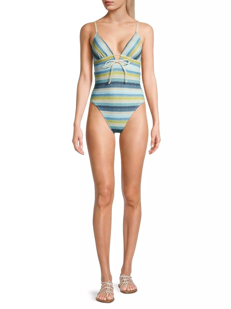 Robin Piccone Lyra Striped Keyhole One-Piece Swimsuit 2