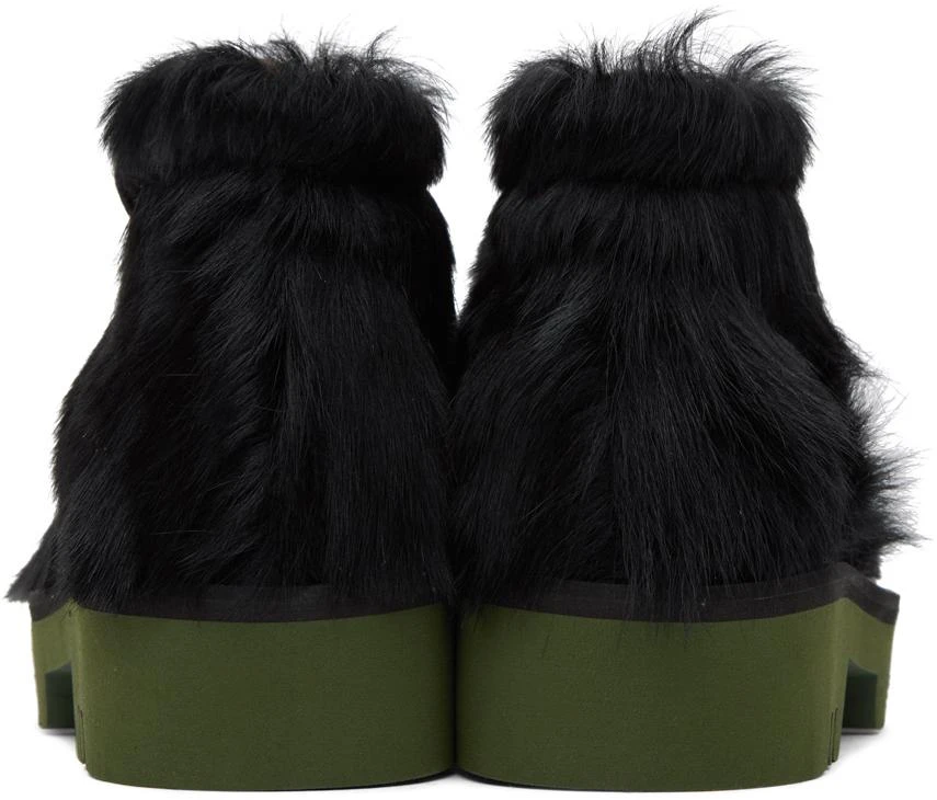 Dries Van Noten Black & Green Calf-Hair Boots 2