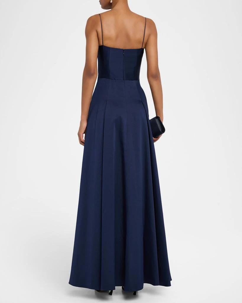 ROLAND MOURET Empire-Waist Sleeveless Taffeta Godet Gown 3