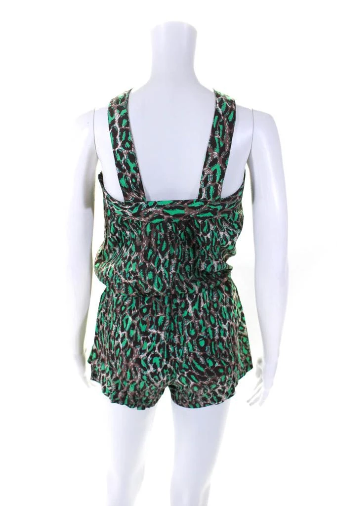 Zimmermann Womens Sleeveless Square Neck Leopard Print Romper Brown Green 3