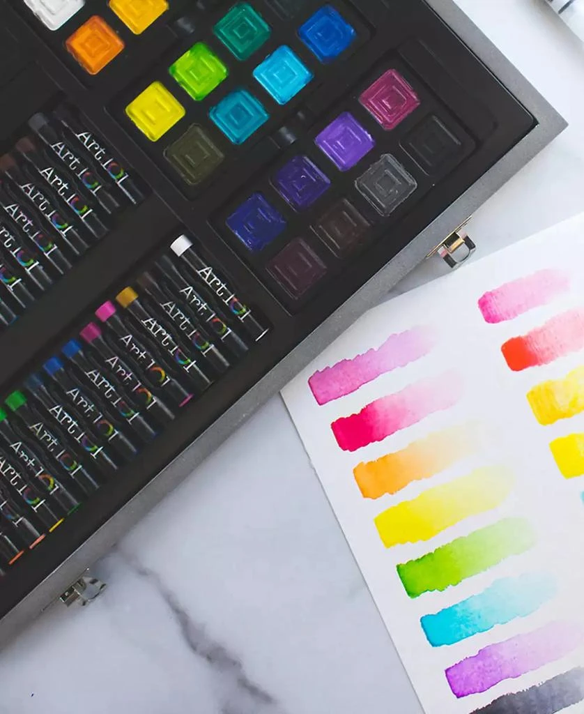 Art 101 Watercolor Draw Sketch Wood Art Set, 88 Pieces 5