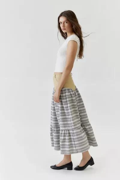 Daisy Street Daisy Street Spliced Checkered Frill Maxi Skirt 3
