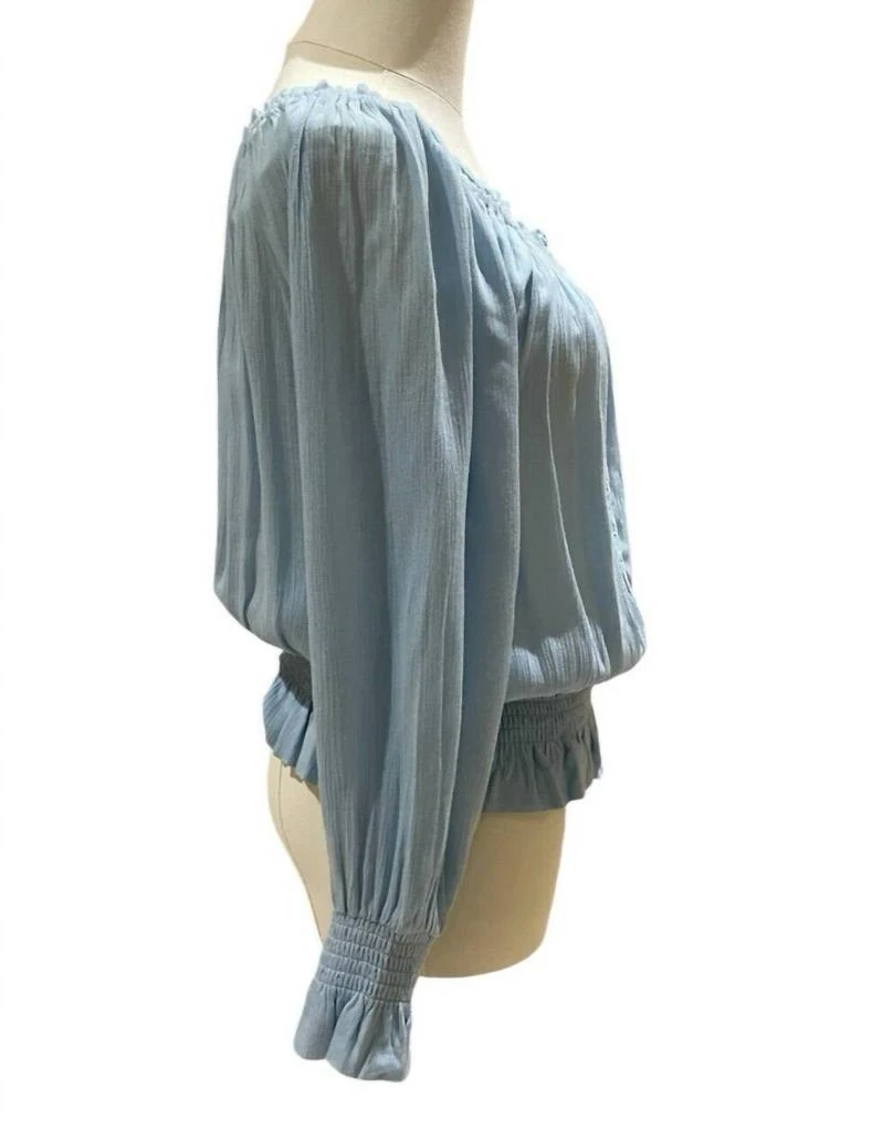 Planet Gold Peasant Blouse Long Sleeve Boho Crochet Top In Blue 3