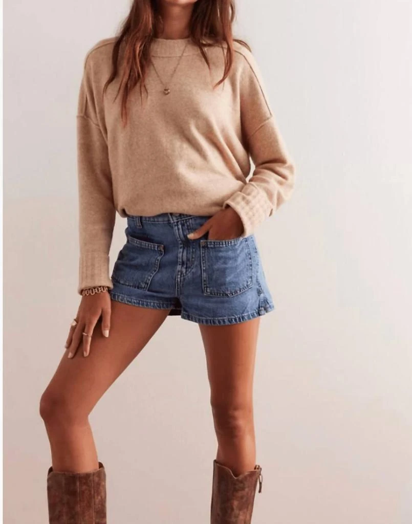 Free People Bettie Sailor Patch Pocket Denim Shorts In Blue 1