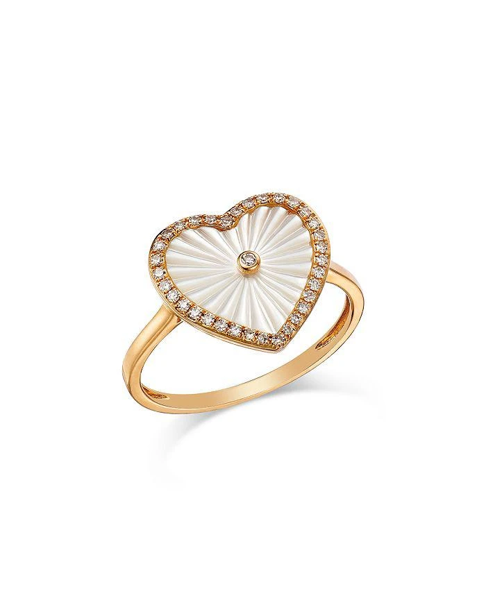 Bloomingdale
s Fine Collection Mother of Pearl
Diamond Heart Ring in 14K Yellow Gold
