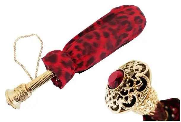 PASOTTI Pasotti Women Black and Red Animalier Folding Umbrella
