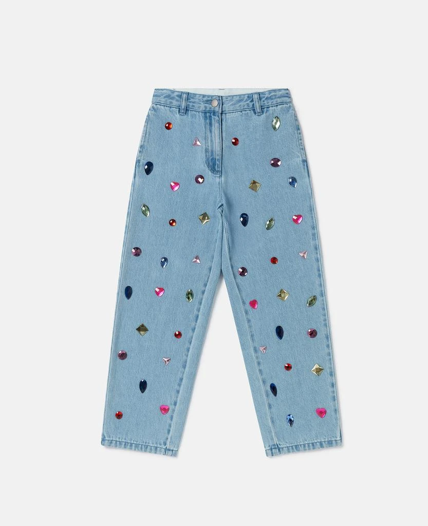 Stella McCartney Stella McCartney - Jewel Embroidered Denim Jeans, Blue, Size: 12 1