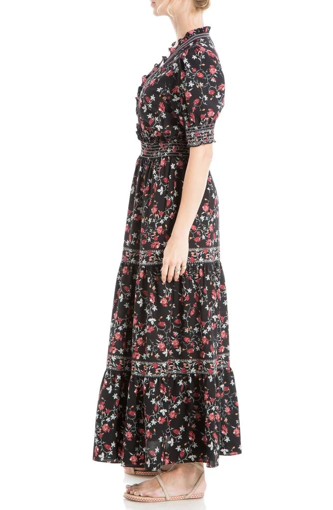 Max Studio V-Neck Short Puff Sleeve Floral Print Tiered Dress 7