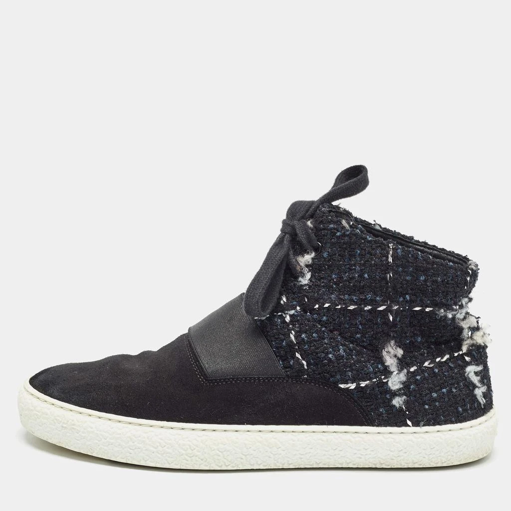 Chanel Chanel Black Suede and Tweed High Sneakers Size 41 1