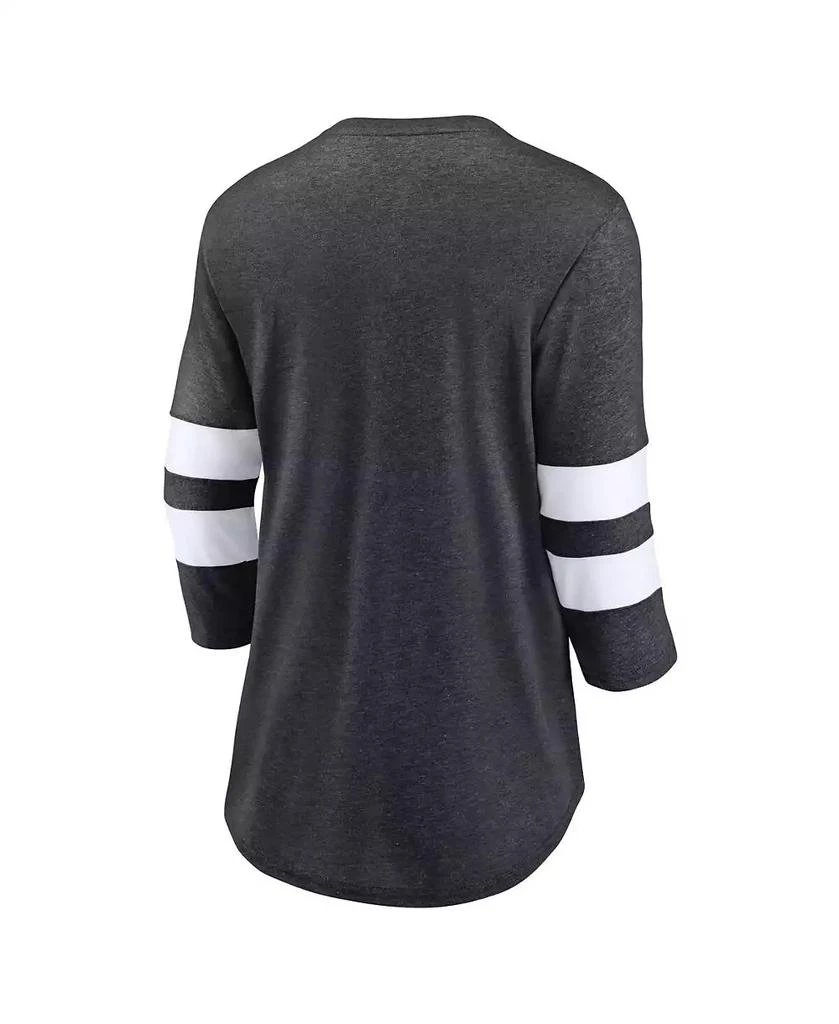 Fanatics Women's Heather Charcoal Boston Bruins One Timer Tri-Blend Scoop Neck 3/4-Sleeve T-Shirt 2