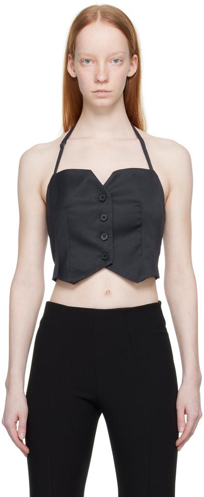 LVIR Navy Buttoned Tank Top