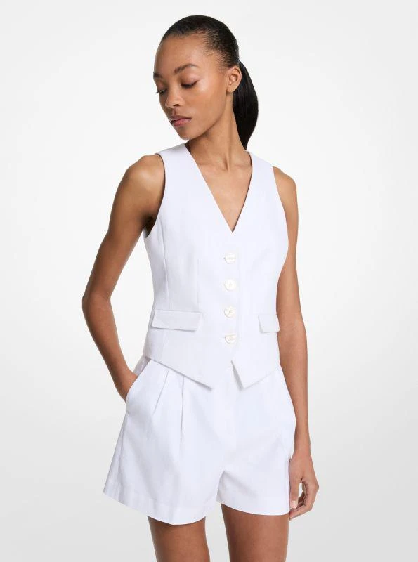 Michael Kors Pleated Linen and Cotton Shorts