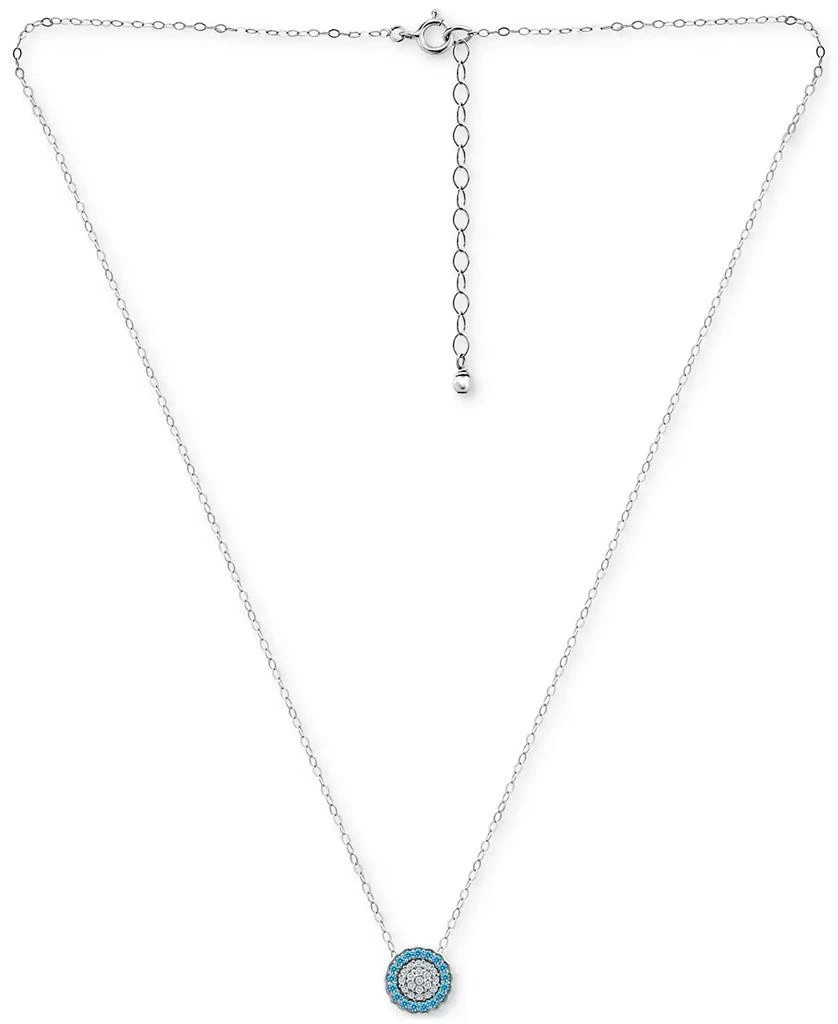 Giani Bernini Blue & White Cubic Zirconia Reverse Halo Pendant Necklace, 16" + 2" extender , Created for Macy's 3