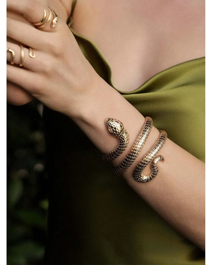 Ettika Jewelry Serpentina Marquise Cubic Zirconia Coiled Snake Cuff Bracelet in 18K Gold Plated 3