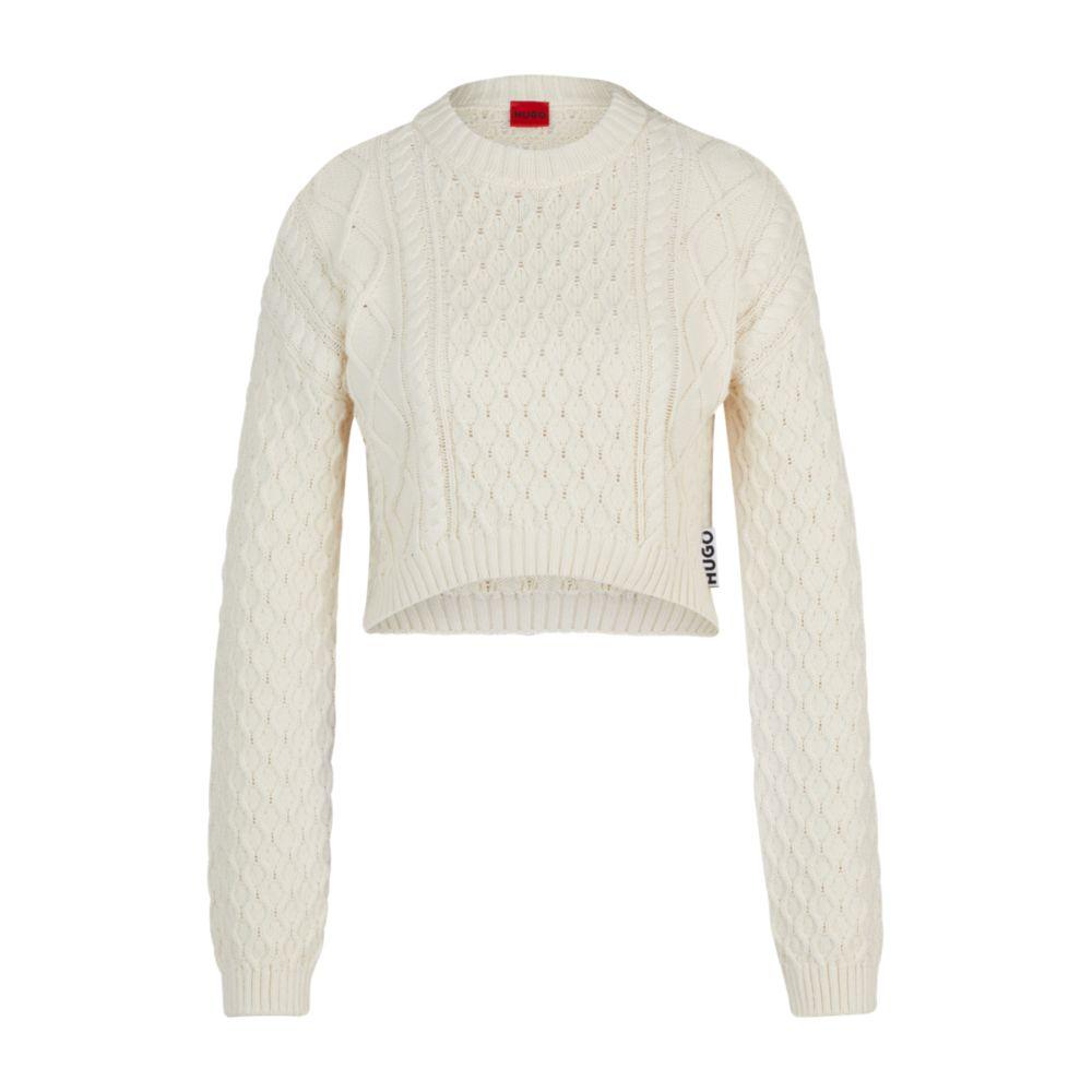 Hugo Boss Cotton-blend sweater with cable-knit structure