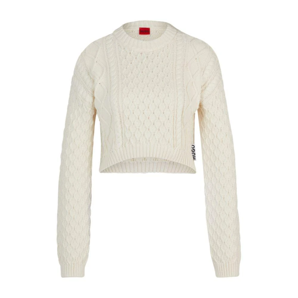 Hugo Boss Cotton-blend sweater with cable-knit structure 1