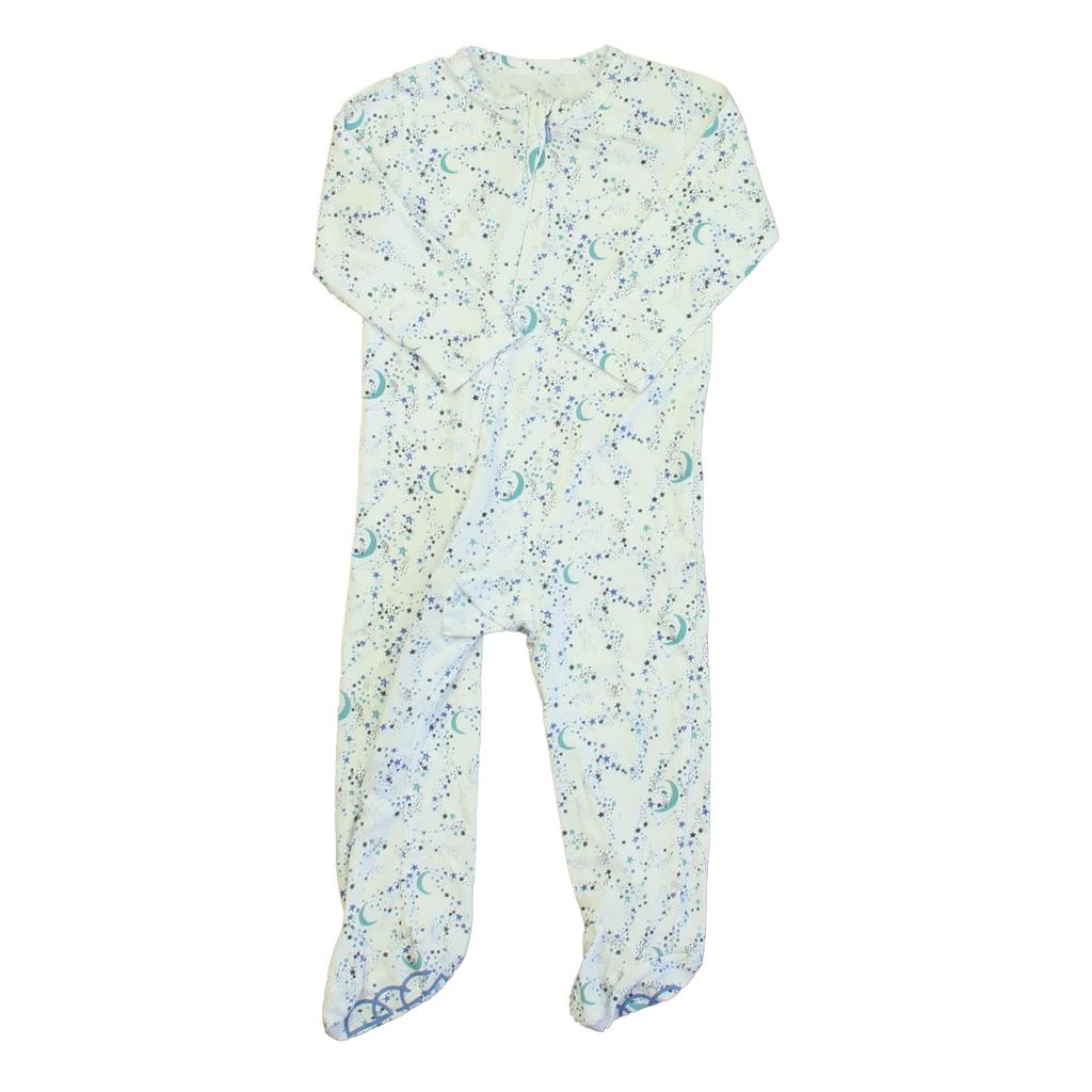 Egg Unisex Ivory | Aqua Moon 1-piece footed Pajamas