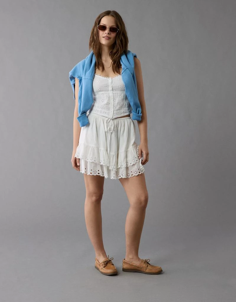AE AE High-Waisted Embroidered Ruffle Mini Skirt 5