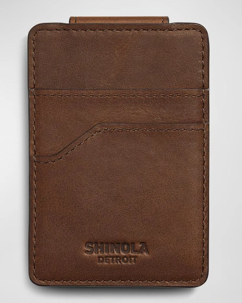 Shinola Men's Navigator Leather Magnetic Money Clip Wallet 2