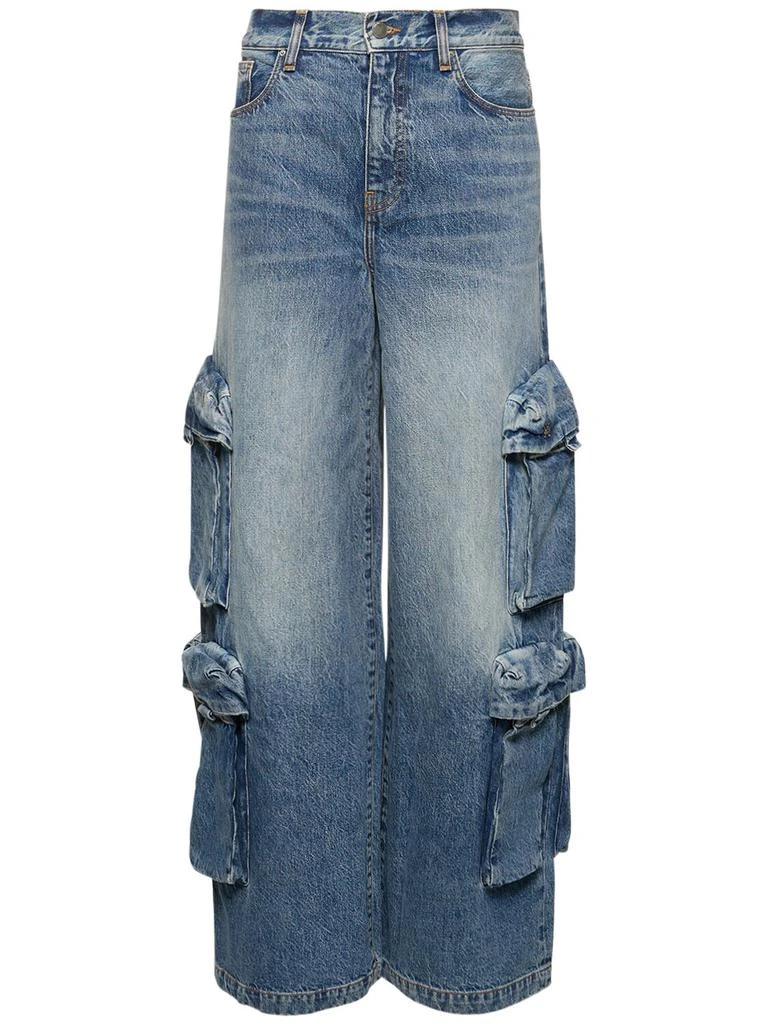 AMIRI Wide Cotton Denim Cargo Jeans 1