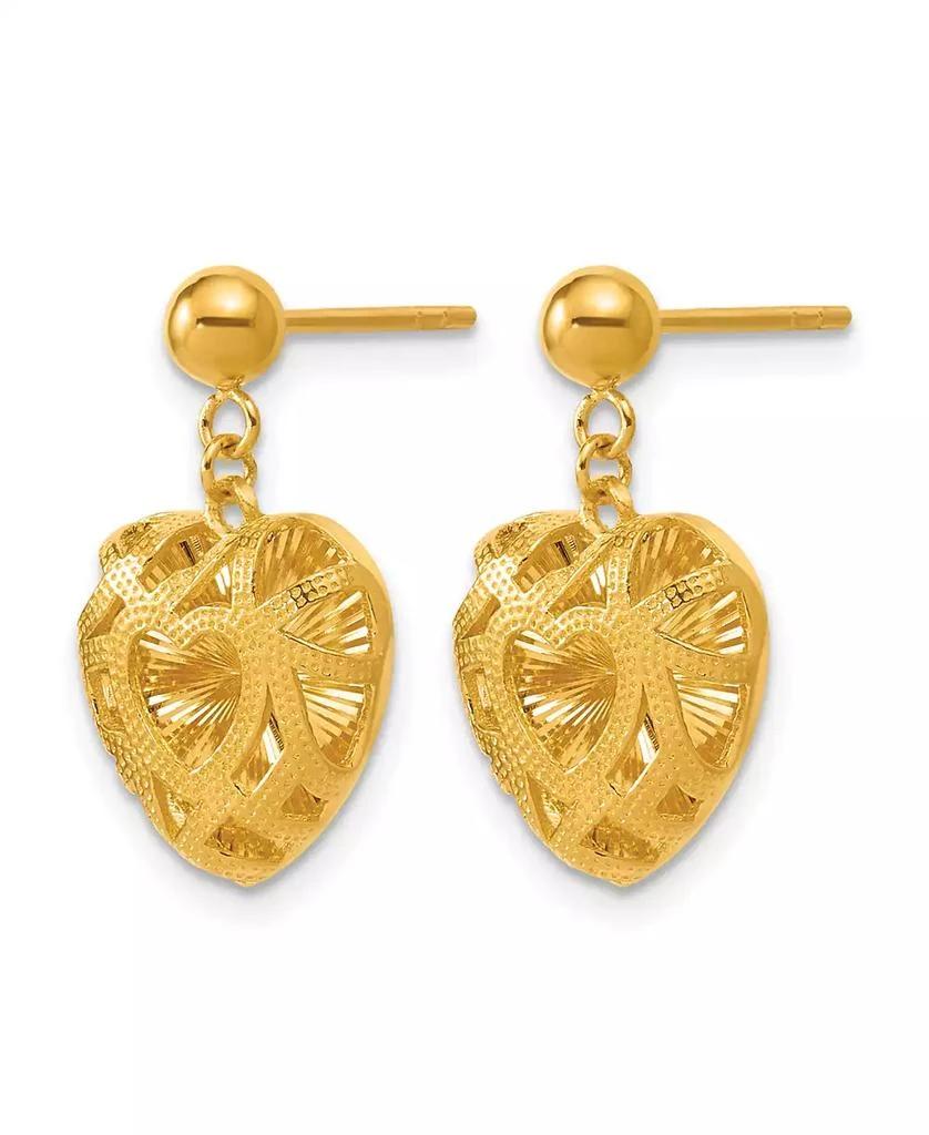 Macy's Heart Dangle Drop Earrings 24k Yellow Gold 1