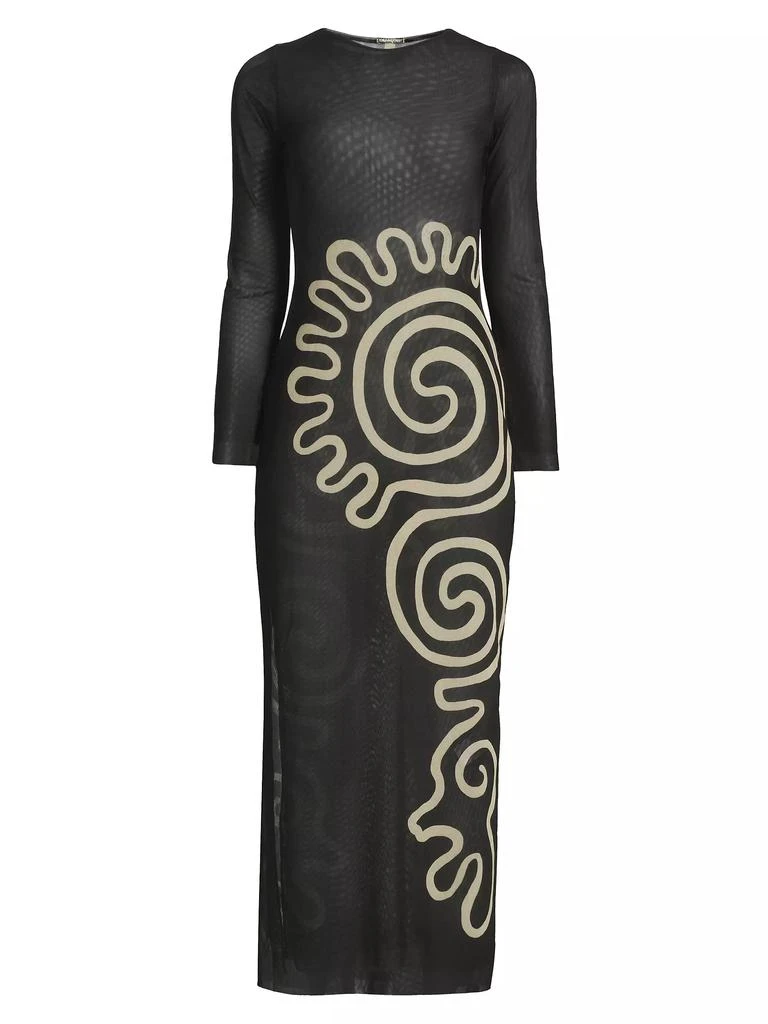 Cala de la Cruz Tania Abstract Sheer Midi-Dress 1
