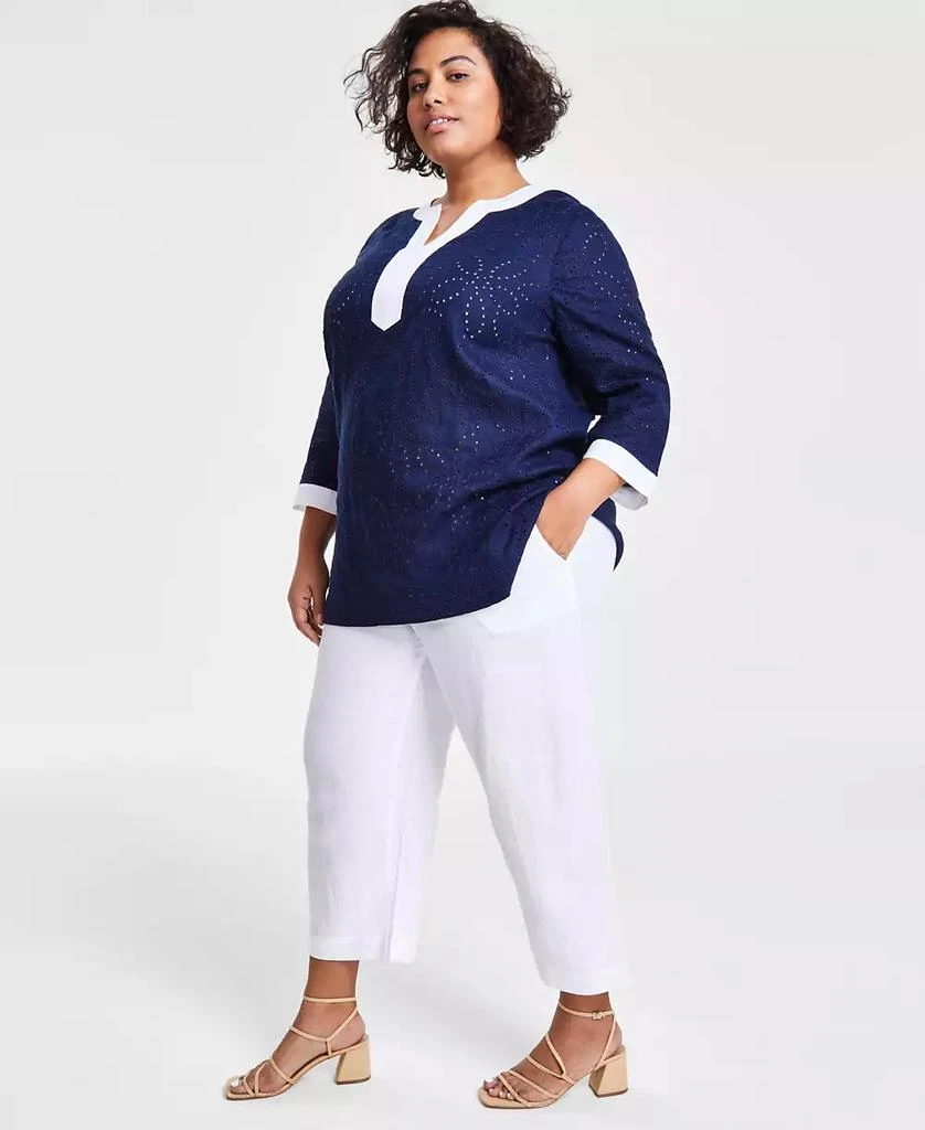 Charter Club Plus Size 100% Linen Cropped Pants, Exclusively at Macy's 3