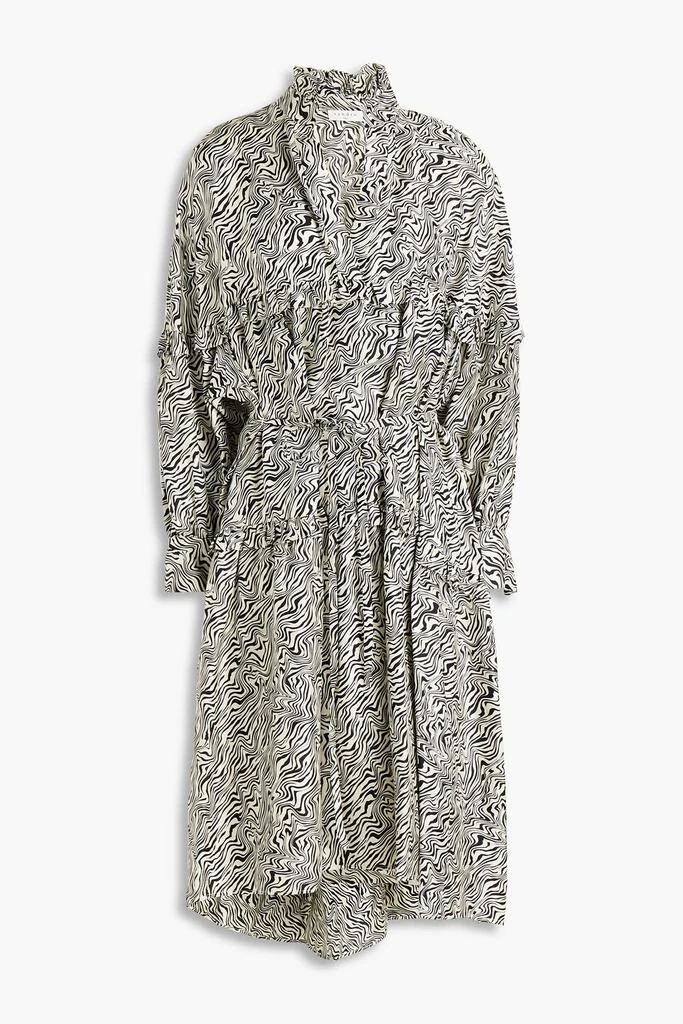 Sandro Belted zebra-print silk-twill dress 1