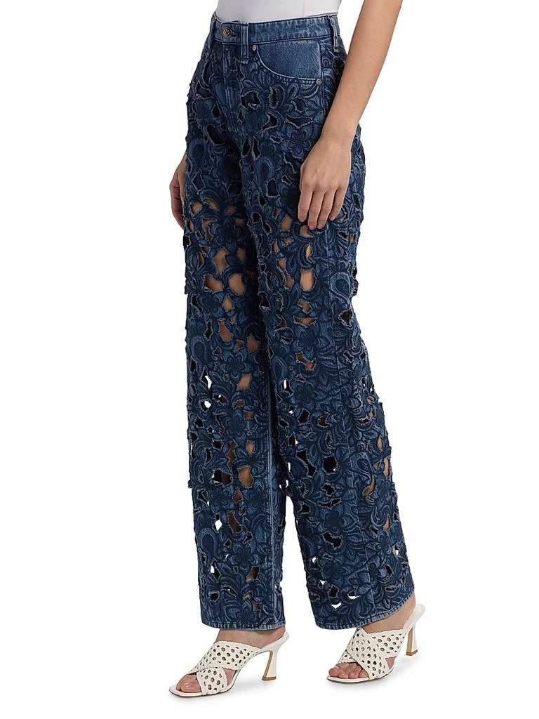Rag & Bone Logan Mid-Rise Wide-Leg Floral Cutout Jeans 4