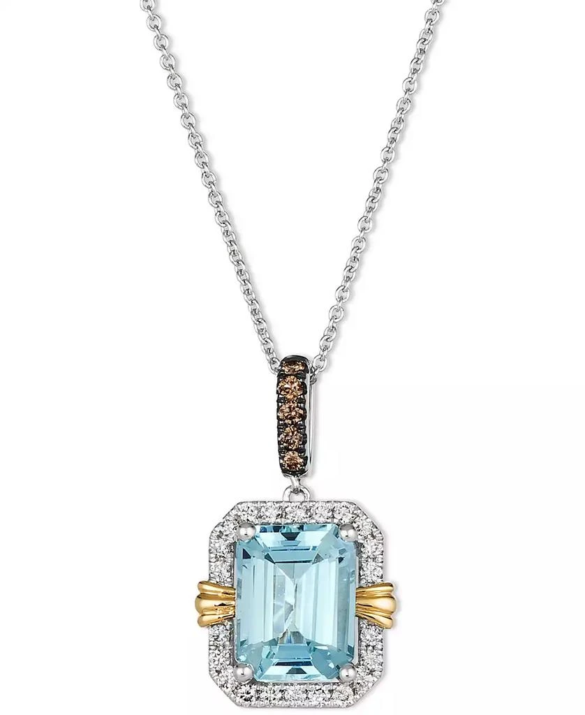 Le Vian Sea Blue Aquamarine (2 ct. t.w.) 
Diamond (1/4 ct. t.w.) 20" Adjustable Pendant Necklace in 14k Two-Tone Gold