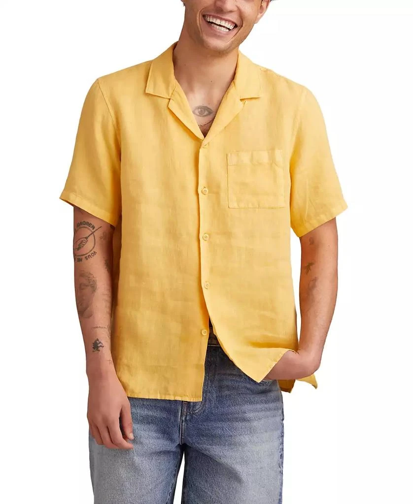 Lucky Brand Men's Short Sleeve Linen Camp Collar Shirt 1