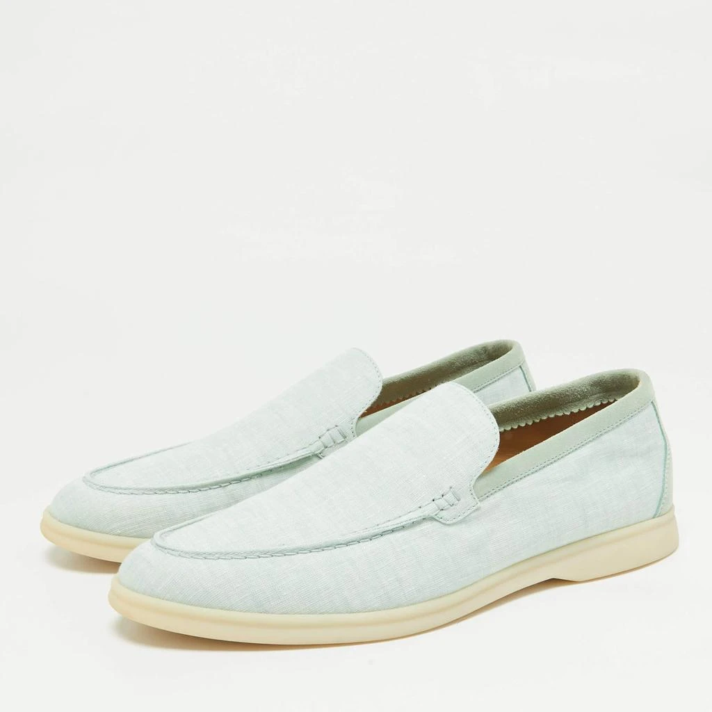 Loro Piana Loro Piana Green Canvas and Suede Summer Walk Loafers Size 42 2