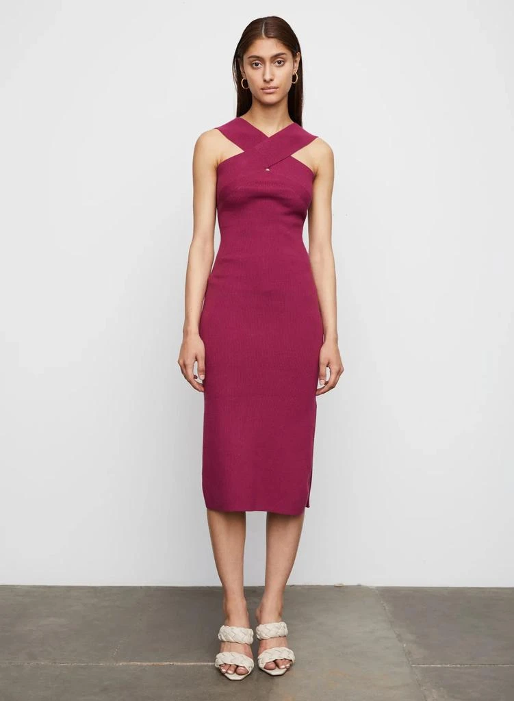 Bailey 44 Edith Sculpted Cold Shoulder Ribbed Knit Dress in Ruby 1