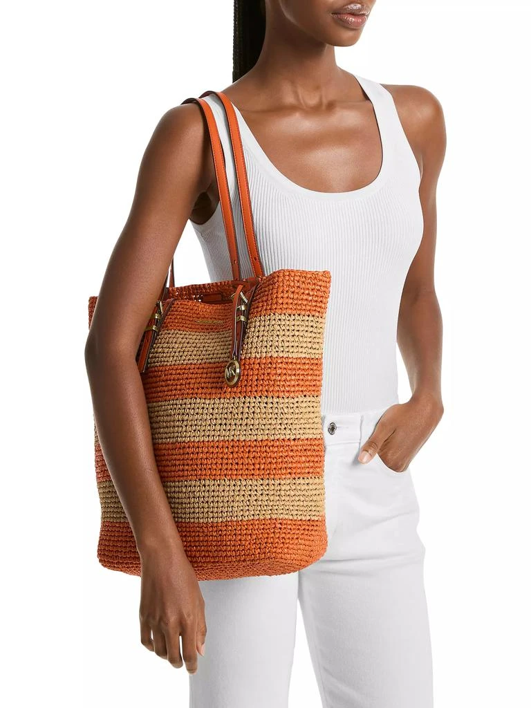 Michael Kors Striped Straw Tote Bag 2