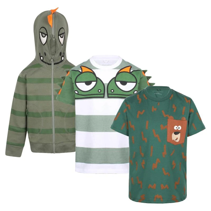 Stella McCartney Gecko bandit zip up hoodie t shirt and bear pocket on the chest green t shirt set 1