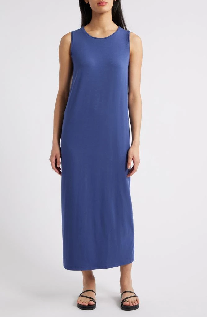 Eileen Fisher Round Neck Oval Stretch Sleeveless Midi Dress
