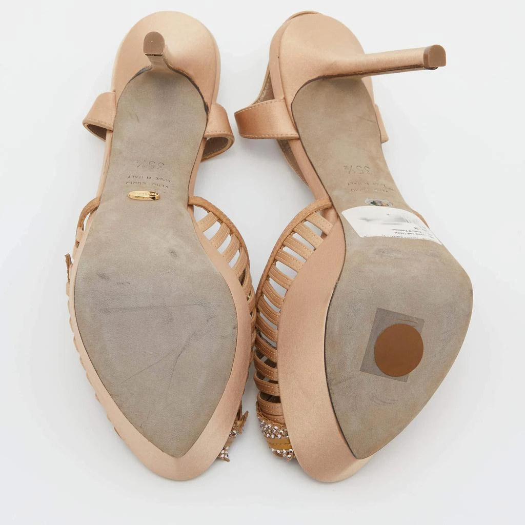 Sergio Rossi Sergio Rossi Light Brown Satin Crystal Embellished Ankle Strap Sandals Size 35.5 6