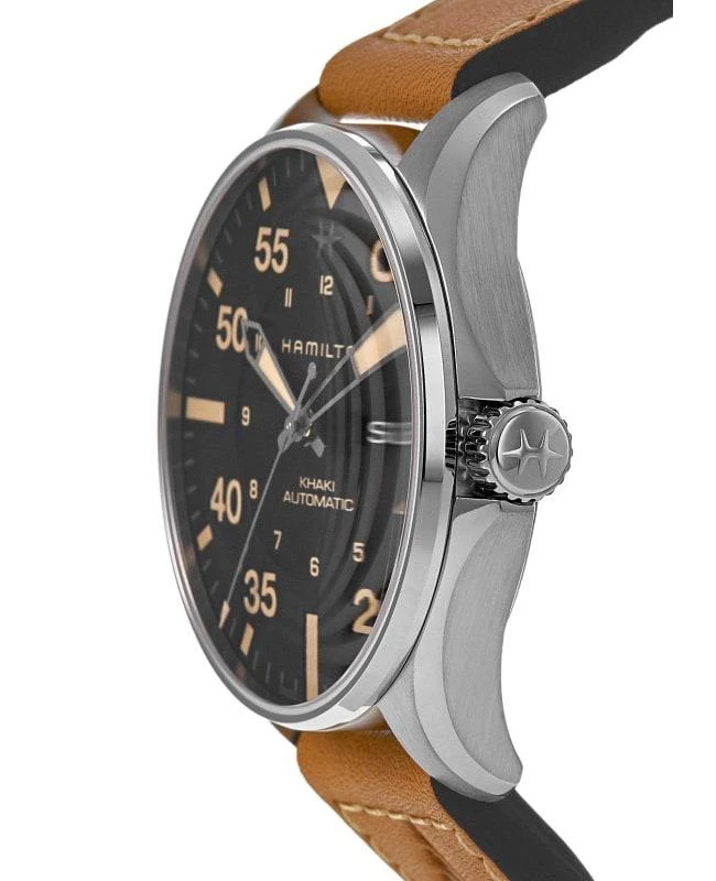 Hamilton Hamilton Khaki Aviation Pilot Day Date Auto Black Dial Leather Strap Men's Watch H64725531 3
