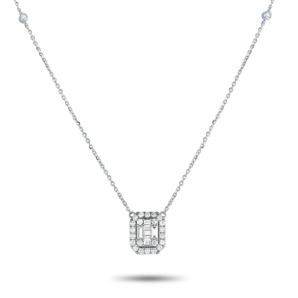 Non Branded 14K White Gold 0.85ct Diamond Cushion Halo Necklace PN15273 1