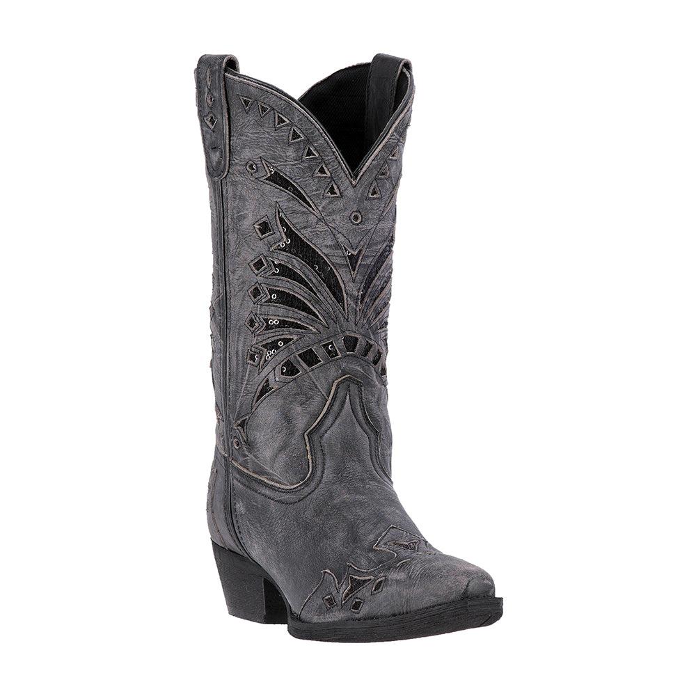 Laredo Stevie Tooled-Inlay Snip Toe Cowboy Boots