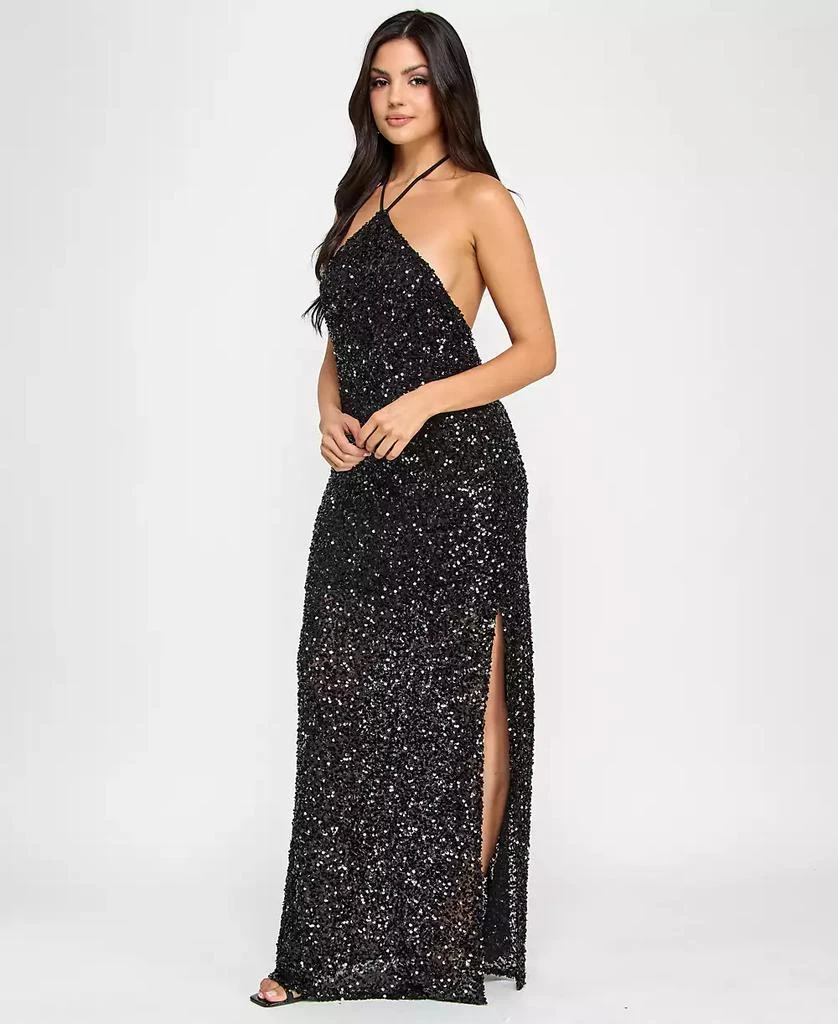 Morgan & Company Juniors' Sequin Embellished Halter Gown 3